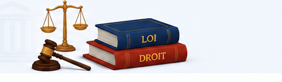 Livres Loi et Droit, balance de la justice et marteau